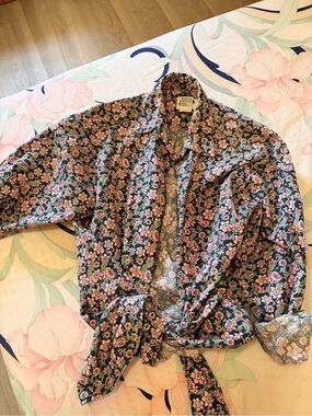 Merona woman’s Floral Button-Down Shirt in blue and pink floral